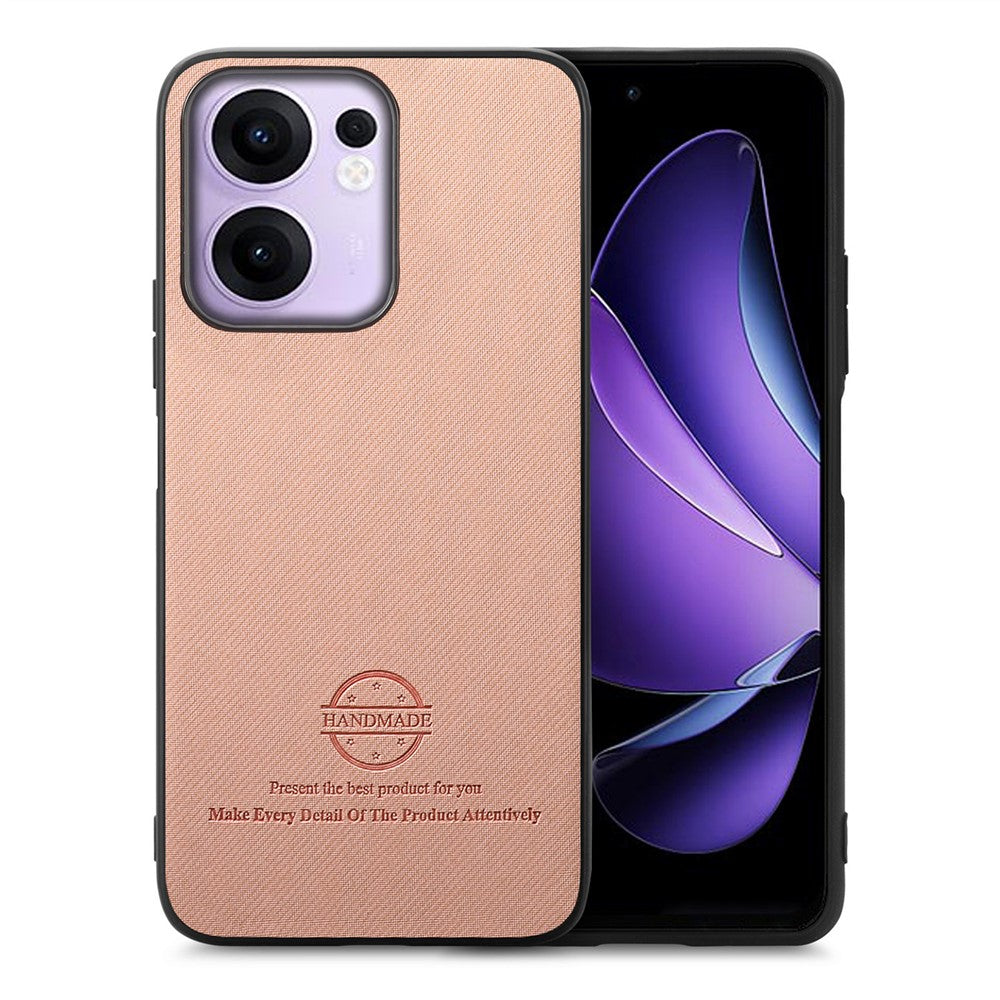 For Oppo Reno13 F 4G / Oppo Reno13 F 5G Leather Phone  Back Cover with Cloth Texture - Pink