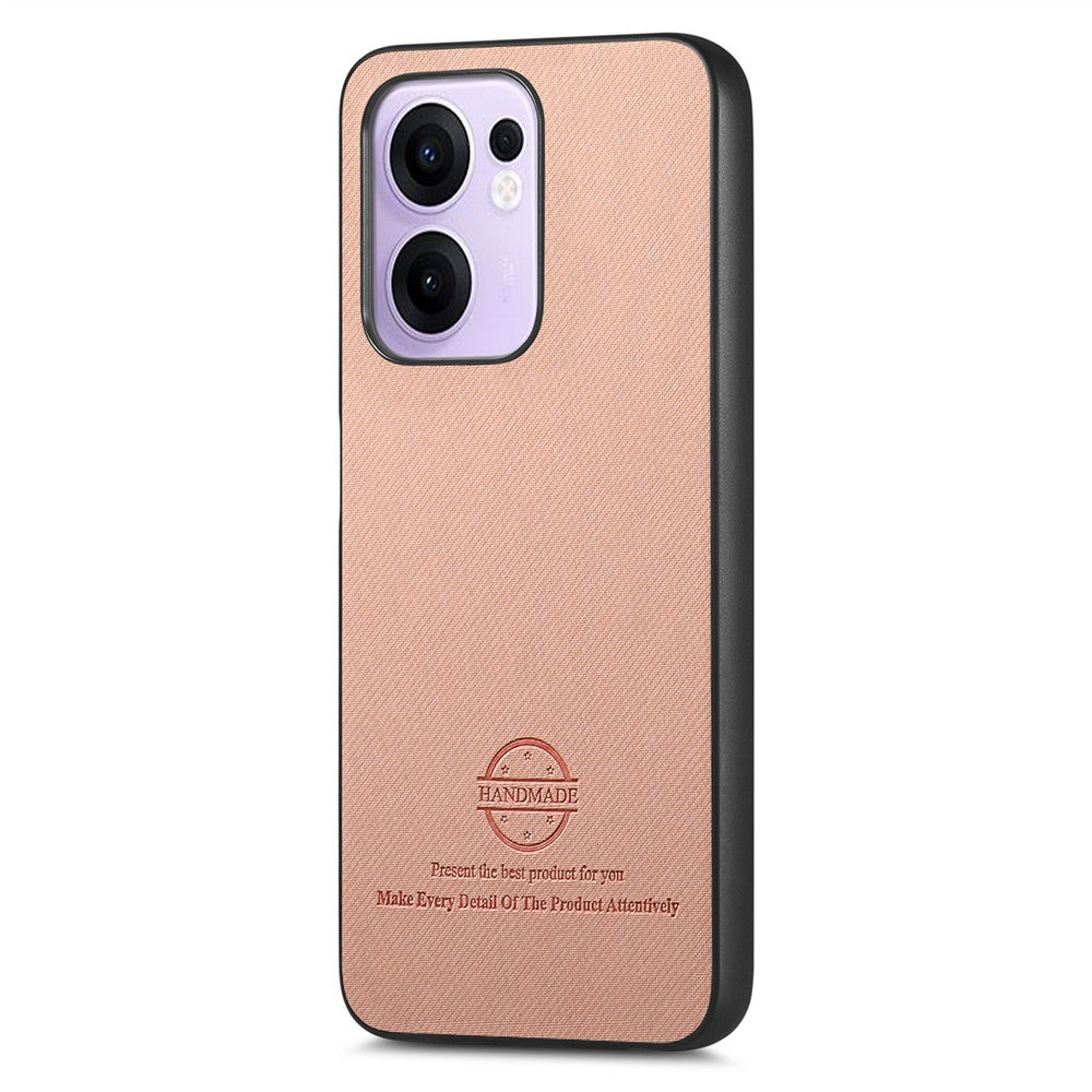 For Oppo Reno13 F 4G / Oppo Reno13 F 5G Leather Phone  Back Cover with Cloth Texture - Pink