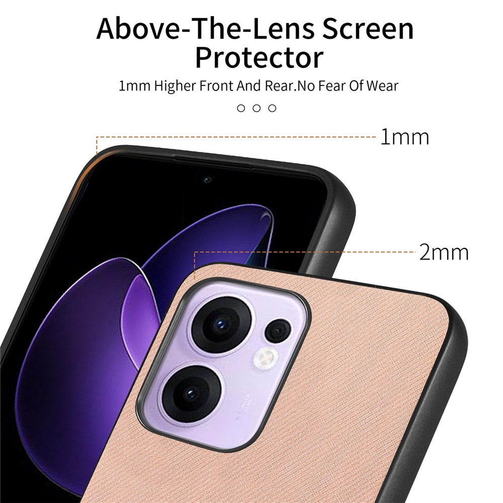 For Oppo Reno13 F 4G / Oppo Reno13 F 5G Leather Phone  Back Cover with Cloth Texture - Pink