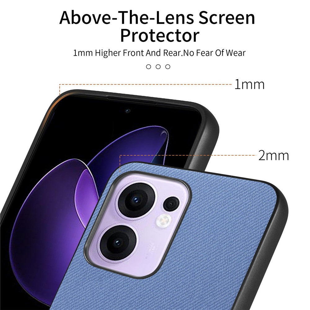 For Oppo Reno13 F 4G / Oppo Reno13 F 5G Leather Phone  Back Cover with Cloth Texture - Blue