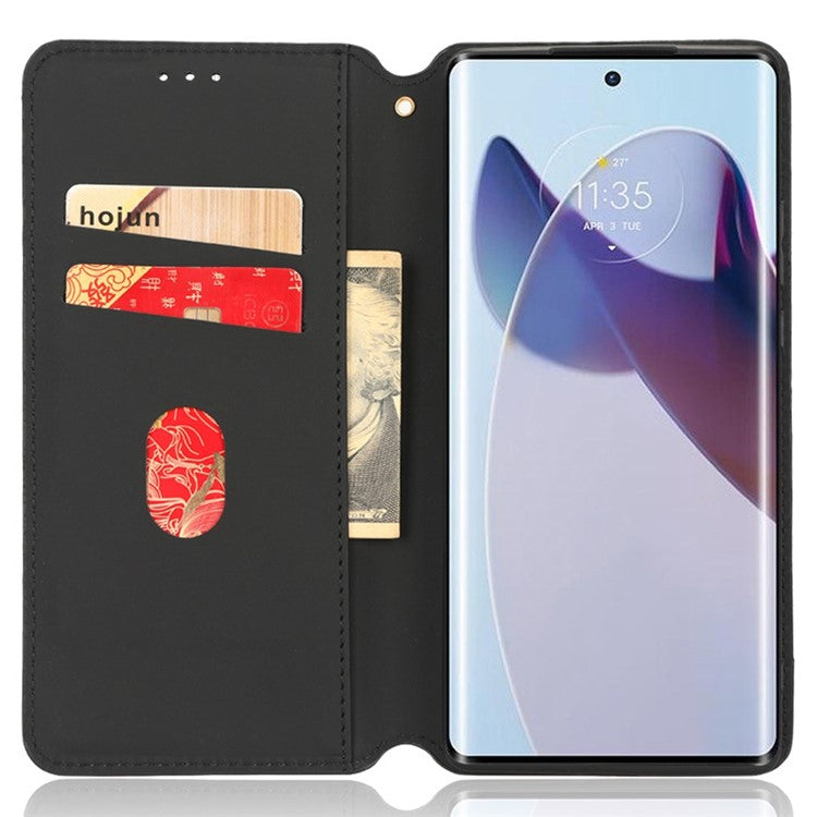 For Motorola Edge 30 Ultra 5G / Edge X / Moto X30 Pro 5G Rhombus Pattern Imprinted Leather Wallet Stand Cover Magnetic Closure Phone Case - Silver