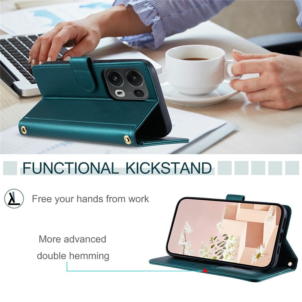 For Oppo Reno13 Pro 5G Wallet Case Rhombus Grid PU Leather Phone Cover - Green