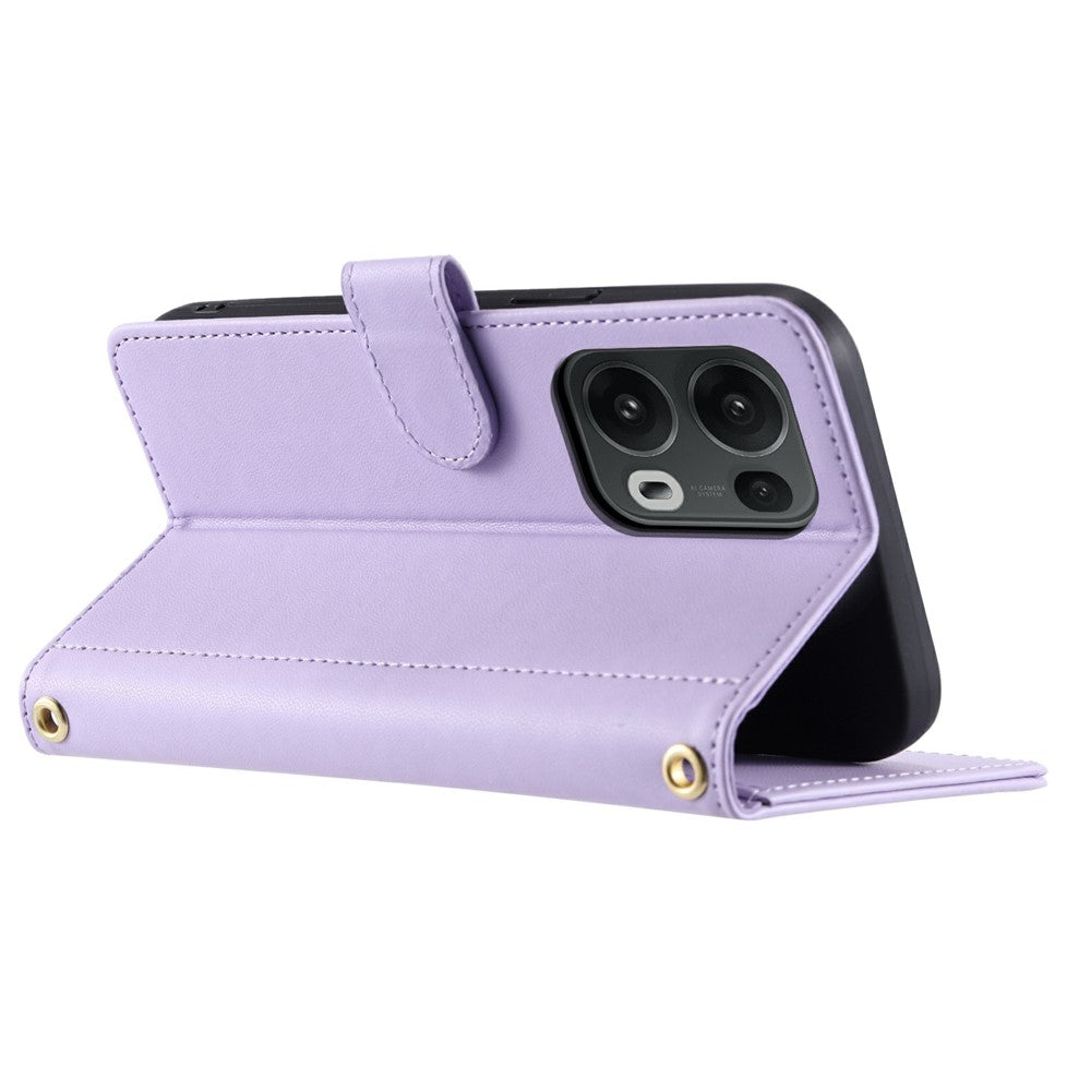 For Oppo Reno13 Pro 5G Wallet Case Rhombus Grid PU Leather Phone Cover - Purple