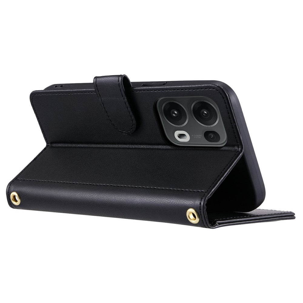 For Oppo Reno13 Pro 5G Wallet Case Rhombus Grid PU Leather Phone Cover - Black