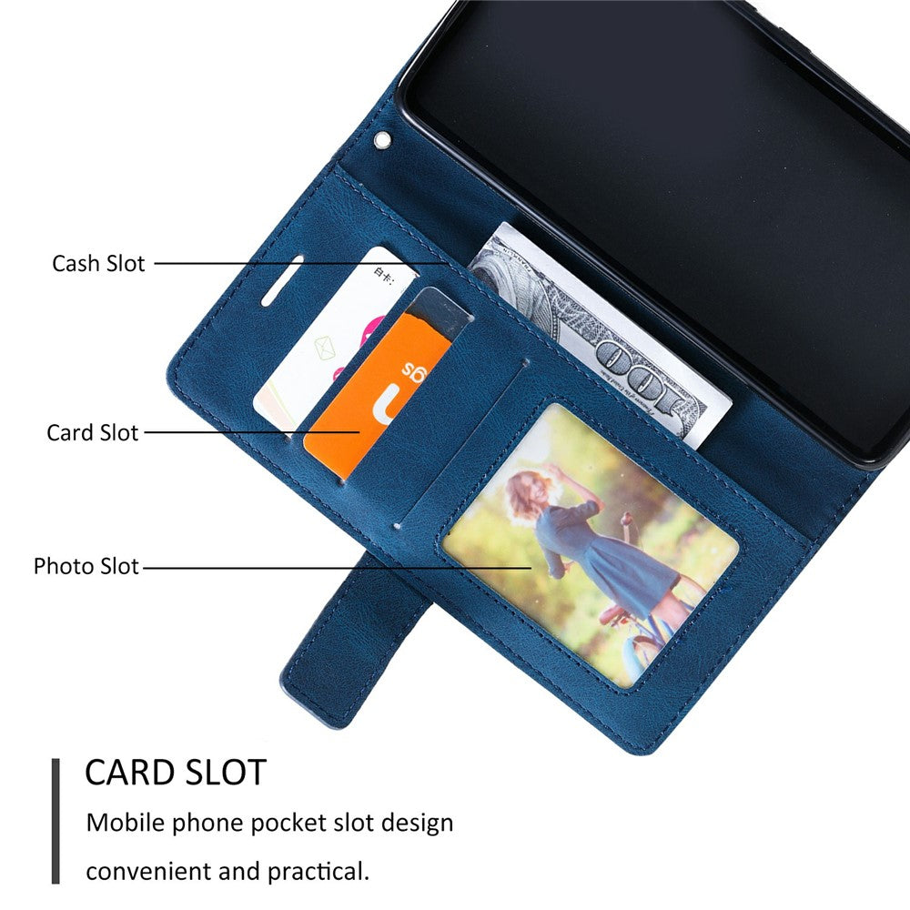 For Oppo Reno13 5G (Global) Case Imprinted Lines PU Leather Splicing Wallet Phone Cover - Blue