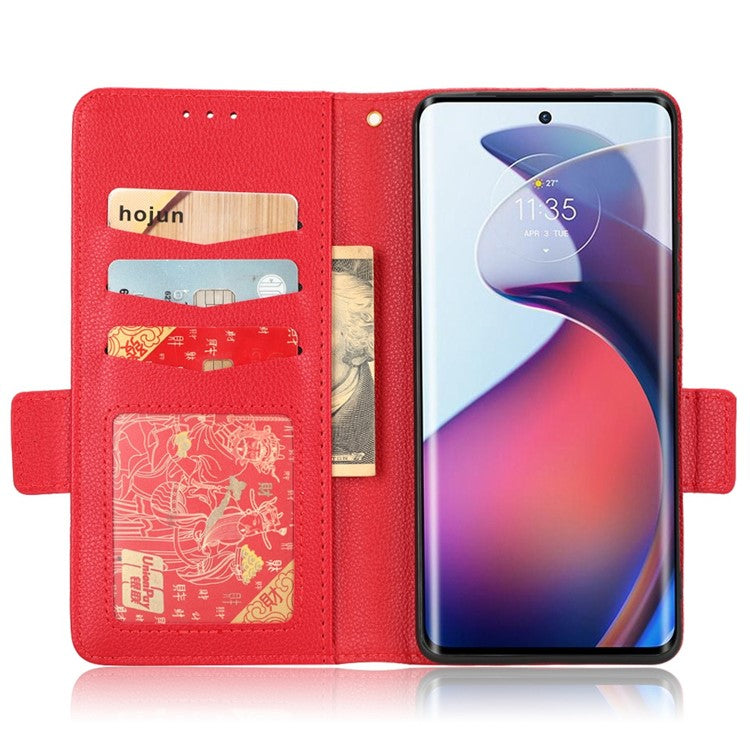For Motorola Edge 30 Fusion 5G / Moto S30 Pro 5G Litchi Texture PU Leather Dual Magnetic Clasp Case Stand Wallet Phone Cover - Red