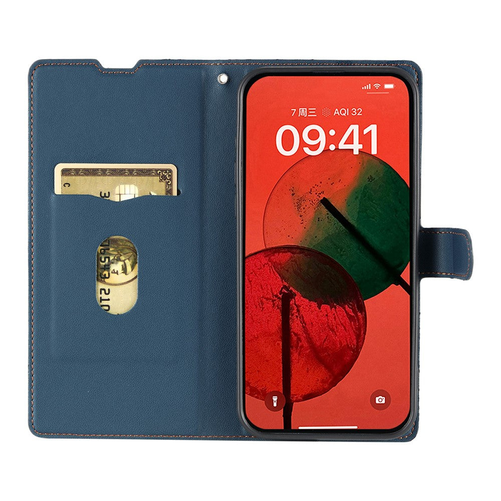 For Oppo Reno13 5G (Global) Case Dots Imprinted PU Leather Flip Phone Cover with Card Slot, Strap - Blue