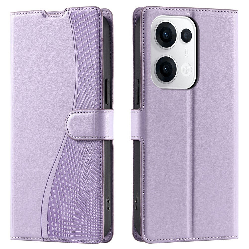For Oppo Reno13 5G (Global) Case Dots Imprinted PU Leather Flip Phone Cover with Card Slot, Strap - Purple