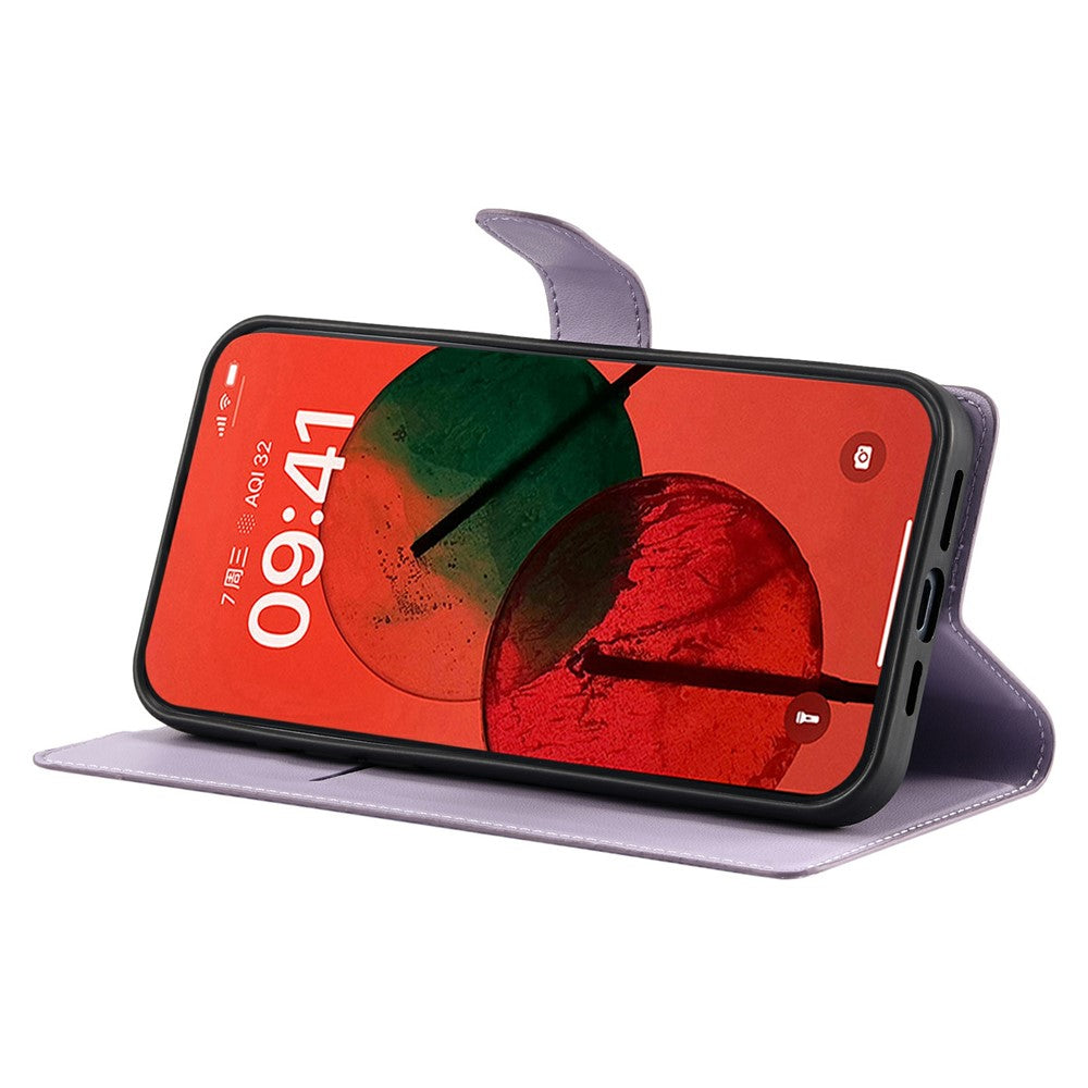 For Oppo Reno13 Pro 5G Case Dots Imprinted PU Leather Flip Phone Cover with Card Slot, Strap - Purple