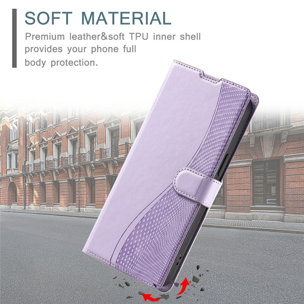 For Oppo Reno13 Pro 5G Case Dots Imprinted PU Leather Flip Phone Cover with Card Slot, Strap - Purple