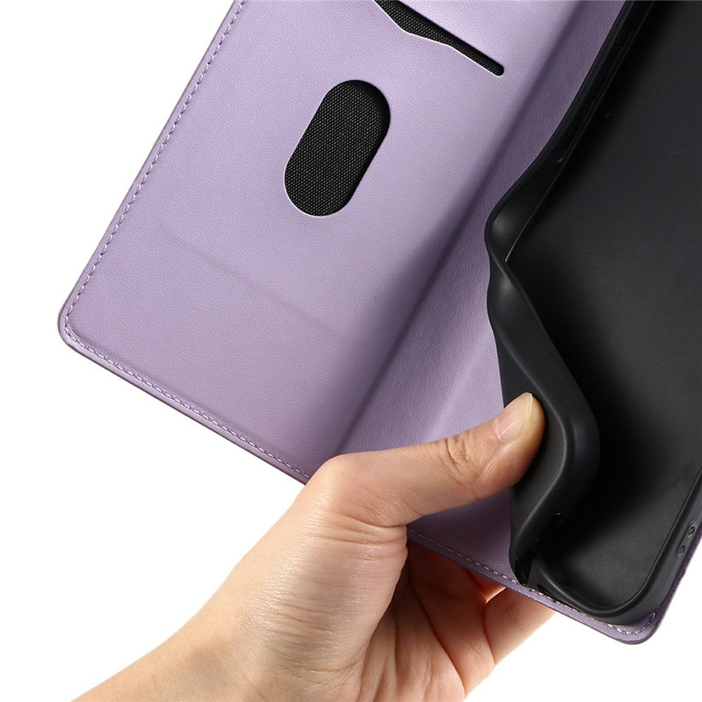 For Oppo Reno13 Pro 5G Case Dots Imprinted PU Leather Flip Phone Cover with Card Slot, Strap - Purple