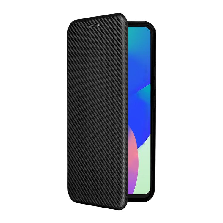 For Samsung Galaxy F06 5G  /  M06 5G Case Carbon Fiber Texture Drop-Proof PU Leather Phone Cover - Black