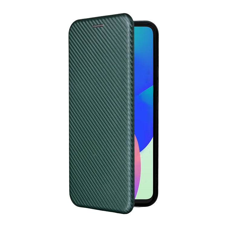 For Samsung Galaxy F06 5G  /  M06 5G Case Carbon Fiber Texture Drop-Proof PU Leather Phone Cover - Green