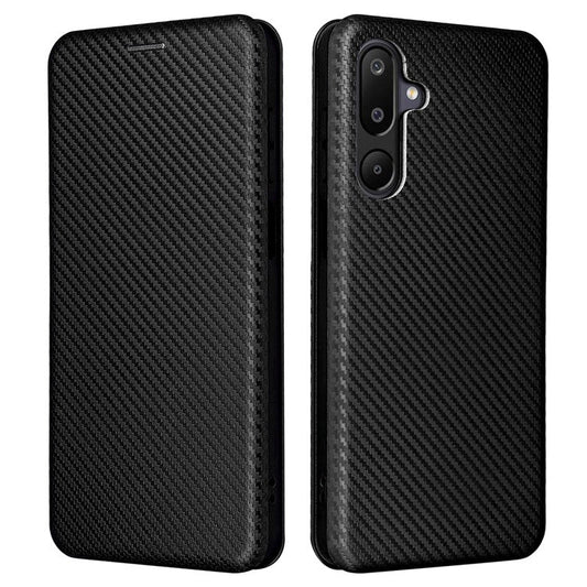 For Samsung Galaxy F16 5G  /  M16 5G Case Carbon Fiber Texture Drop-Proof PU Leather Phone Cover - Black
