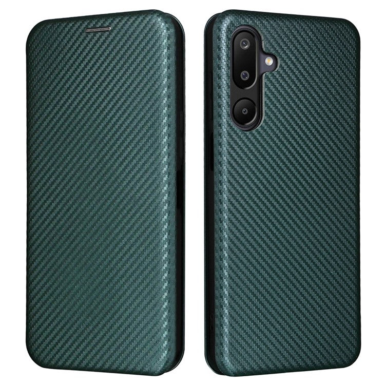 For Samsung Galaxy F16 5G  /  M16 5G Case Carbon Fiber Texture Drop-Proof PU Leather Phone Cover - Green
