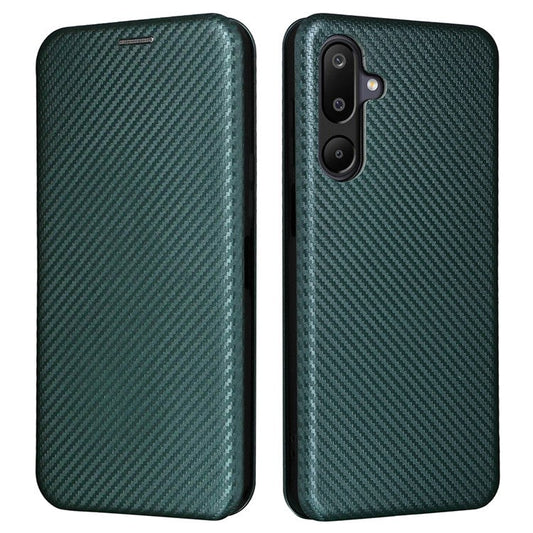 For Samsung Galaxy F16 5G  /  M16 5G Case Carbon Fiber Texture Drop-Proof PU Leather Phone Cover - Green