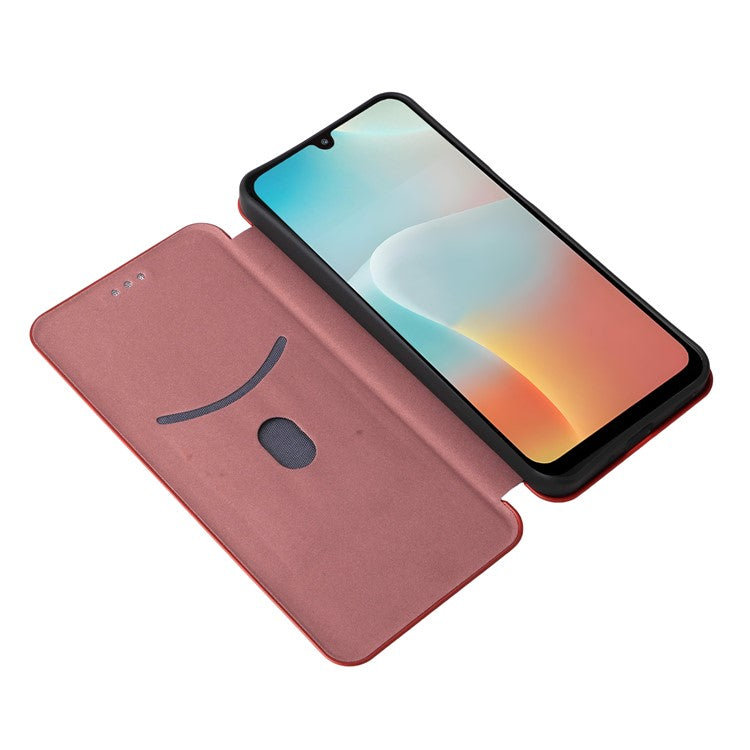 For Samsung Galaxy F16 5G  /  M16 5G Case Carbon Fiber Texture Drop-Proof PU Leather Phone Cover - Brown