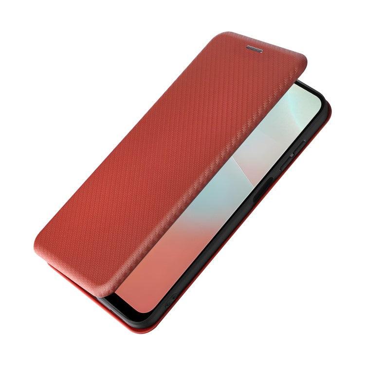 For Samsung Galaxy F16 5G  /  M16 5G Case Carbon Fiber Texture Drop-Proof PU Leather Phone Cover - Brown