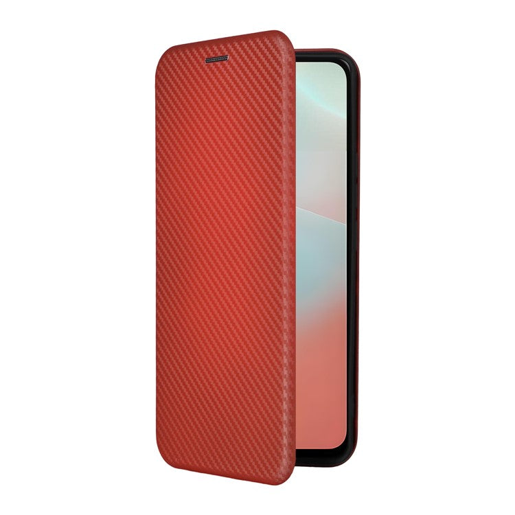 For Samsung Galaxy F16 5G  /  M16 5G Case Carbon Fiber Texture Drop-Proof PU Leather Phone Cover - Brown