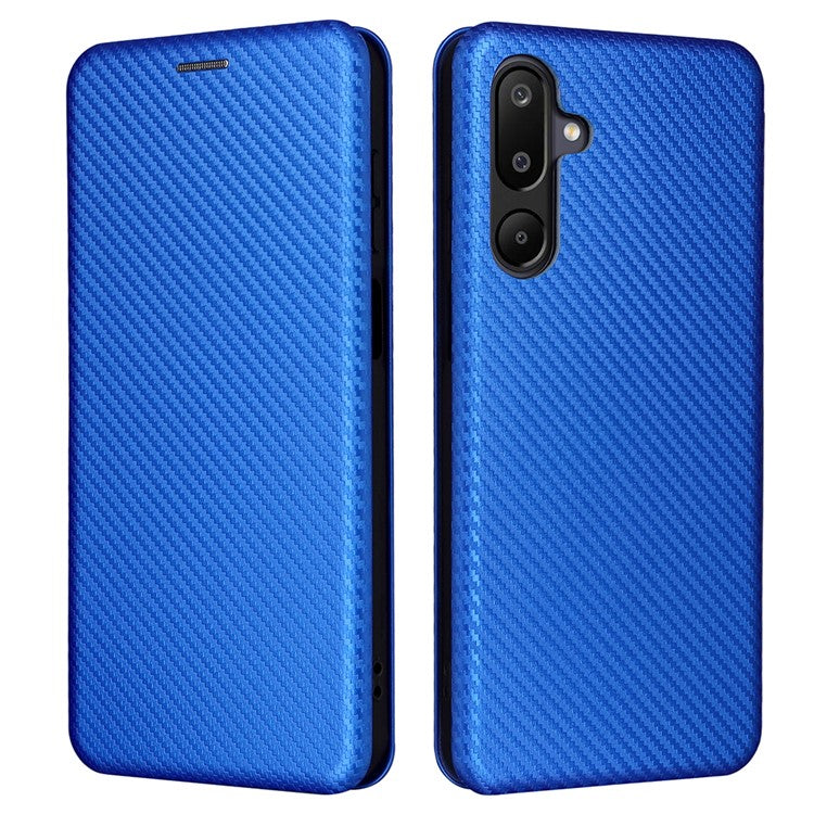 For Samsung Galaxy F16 5G  /  M16 5G Case Carbon Fiber Texture Drop-Proof PU Leather Phone Cover - Blue