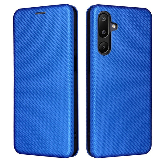 For Samsung Galaxy F16 5G  /  M16 5G Case Carbon Fiber Texture Drop-Proof PU Leather Phone Cover - Blue