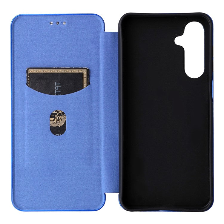 For Samsung Galaxy F16 5G  /  M16 5G Case Carbon Fiber Texture Drop-Proof PU Leather Phone Cover - Blue