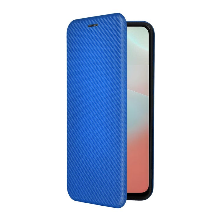 For Samsung Galaxy F16 5G  /  M16 5G Case Carbon Fiber Texture Drop-Proof PU Leather Phone Cover - Blue