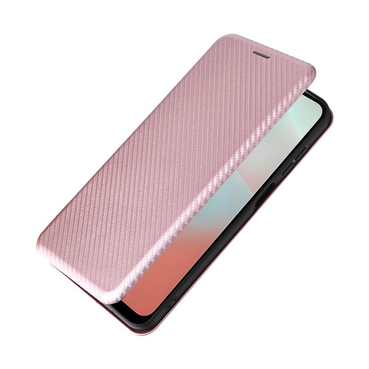 For Samsung Galaxy F16 5G  /  M16 5G Case Carbon Fiber Texture Drop-Proof PU Leather Phone Cover - Rose Gold