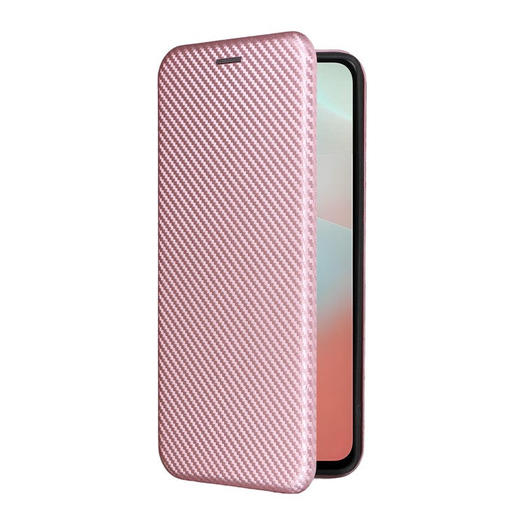 For Samsung Galaxy F16 5G  /  M16 5G Case Carbon Fiber Texture Drop-Proof PU Leather Phone Cover - Rose Gold