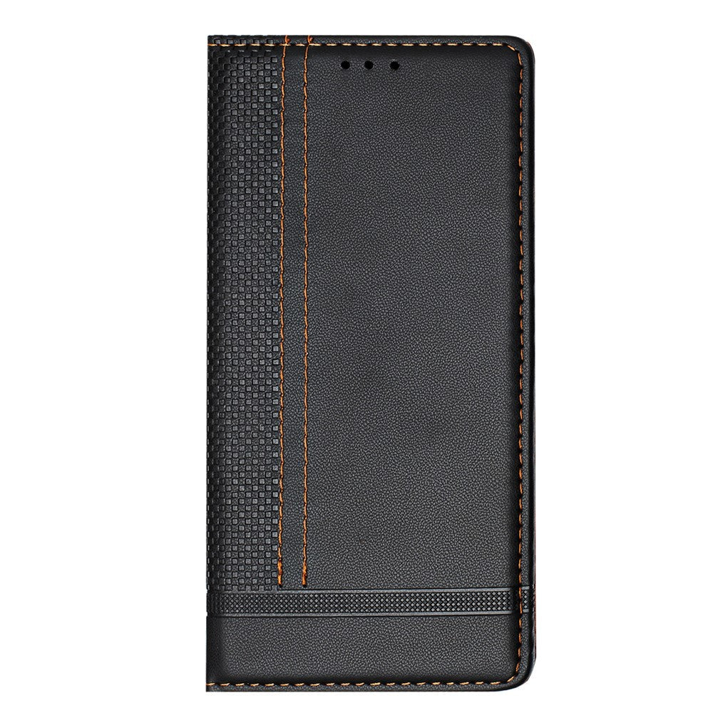 For Oppo Reno13 5G (Global) Case L-Shaped Grid Pattern Leather Stand Phone Cover with Card Slots - Black