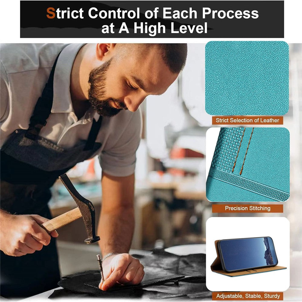 For Oppo Reno13 Pro 5G Case L-Shaped Grid Pattern Leather Stand Phone Cover with Card Slots - Green