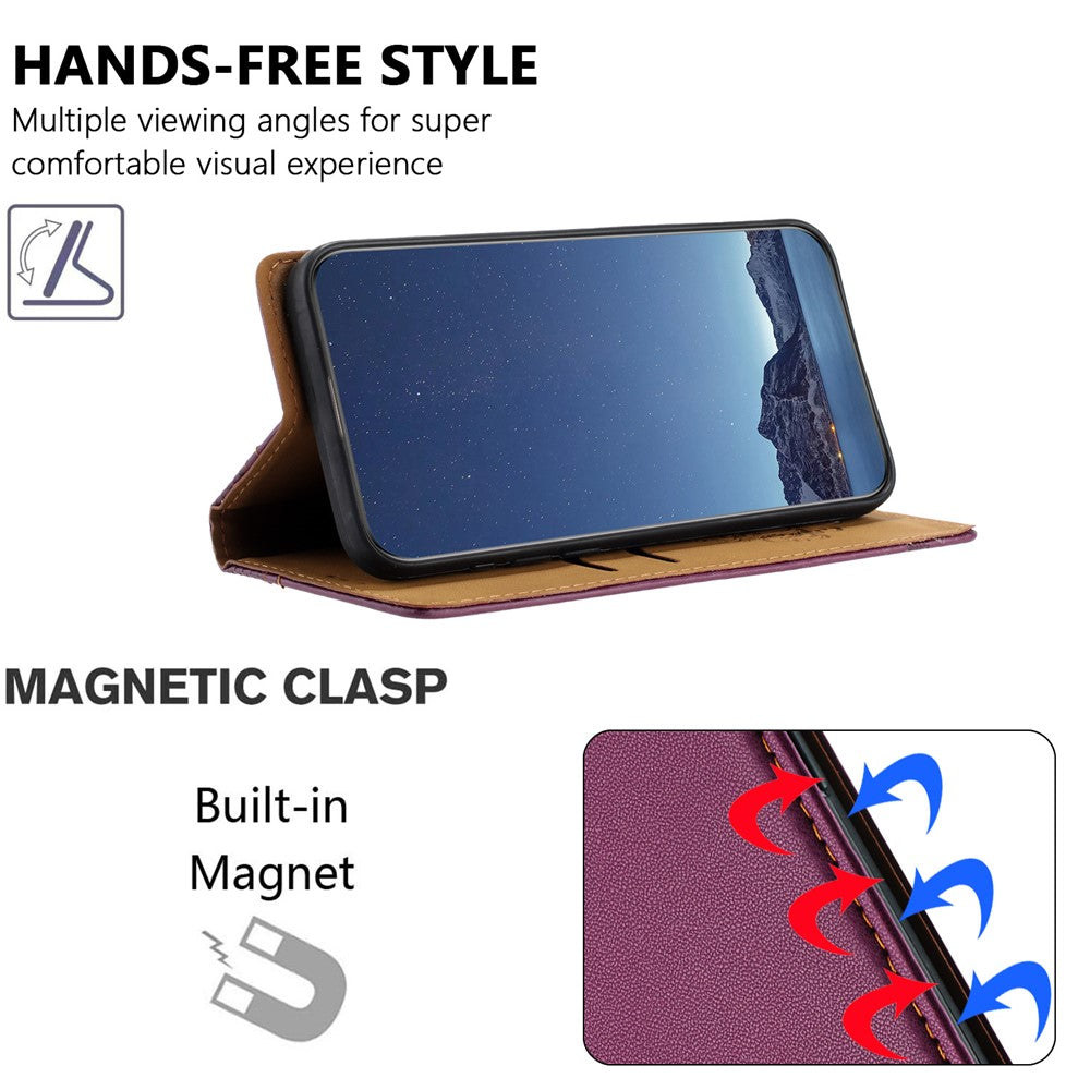For Oppo Reno13 F 5G Case L-Shaped Grid Pattern Leather Stand Phone Cover with Card Slots - Purple