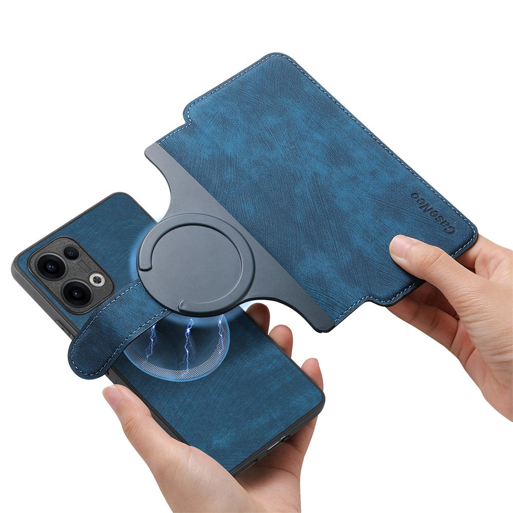 For Oppo Reno13 5G (Global) Magnetic Case CASENEO Detachable Leather Phone Wallet Cover - Dark Blue