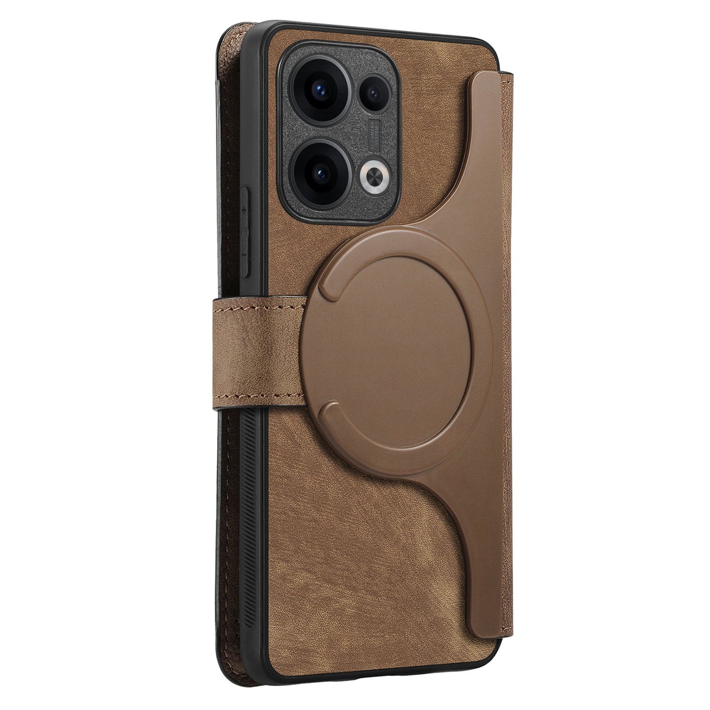For Oppo Reno13 5G (Global) Magnetic Case CASENEO Detachable Leather Phone Wallet Cover - Brown