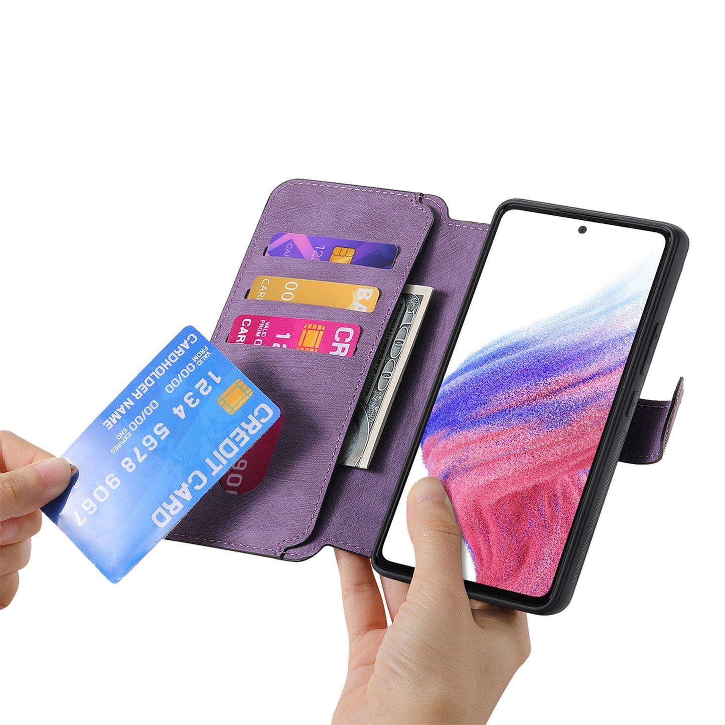 For Oppo Reno13 Pro 5G Magnetic Case CASENEO Detachable Leather Phone Wallet Cover - Purple
