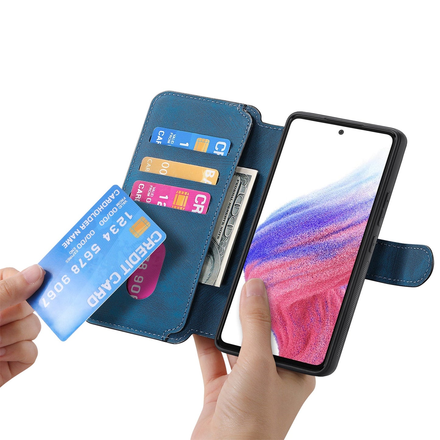 For Oppo Reno13 Pro 5G Magnetic Case CASENEO Detachable Leather Phone Wallet Cover - Dark Blue