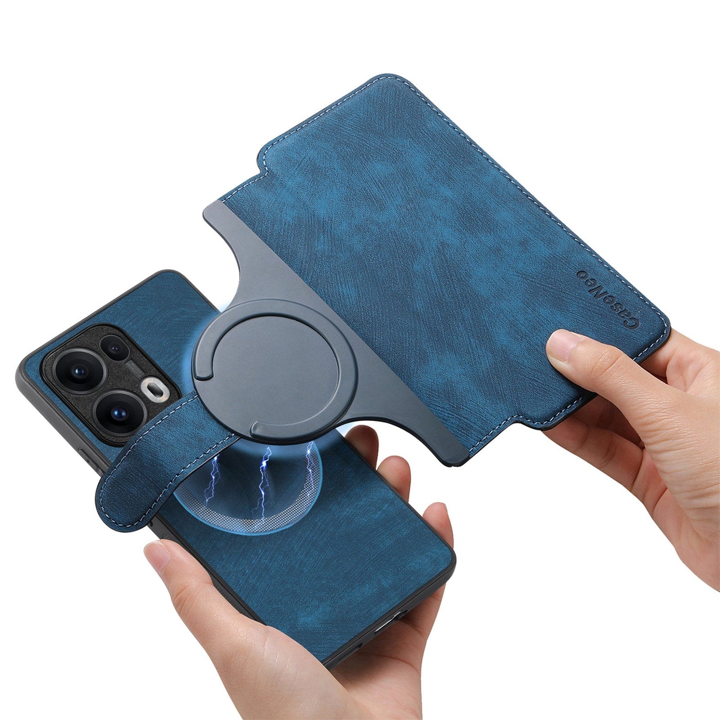 For Oppo Reno13 Pro 5G Magnetic Case CASENEO Detachable Leather Phone Wallet Cover - Dark Blue