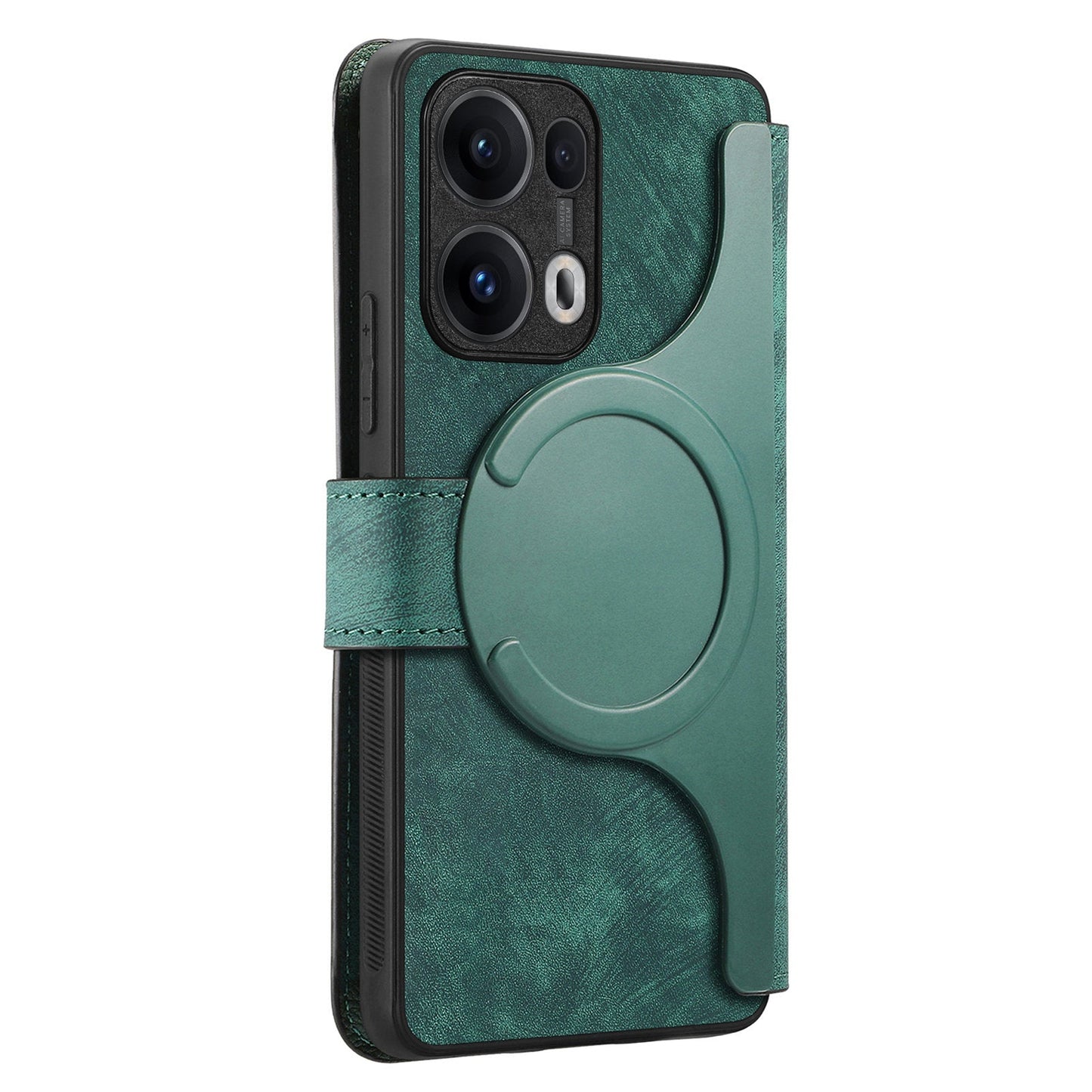 For Oppo Reno13 Pro 5G Magnetic Case CASENEO Detachable Leather Phone Wallet Cover - Green