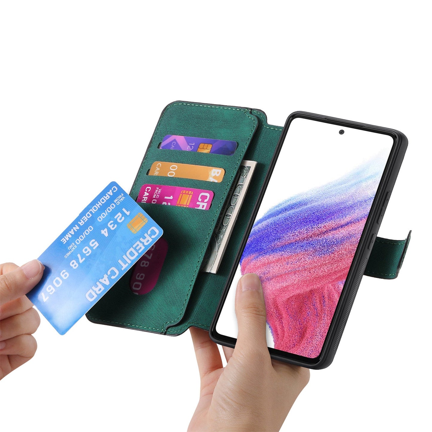 For Oppo Reno13 Pro 5G Magnetic Case CASENEO Detachable Leather Phone Wallet Cover - Green