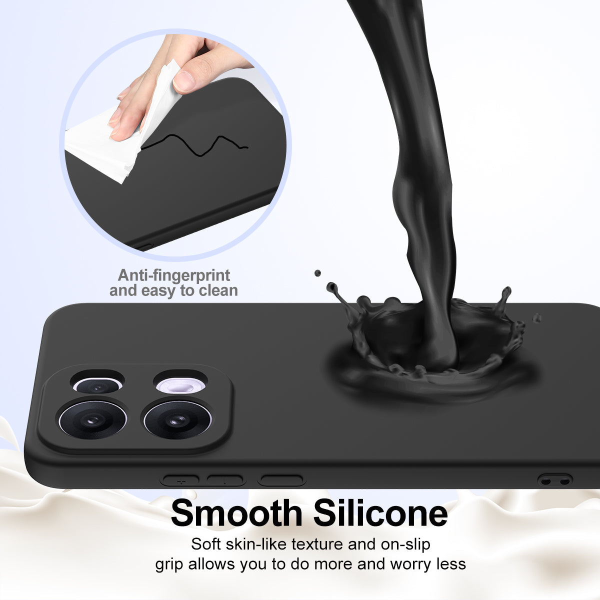 For Oppo Reno13 Pro 5G Case Compatible with MagSafe Anti-Drop Liquid Silicone Phone Cover - Black