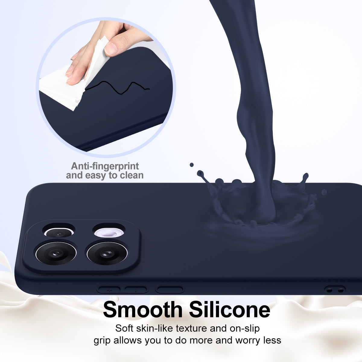 For Oppo Reno13 Pro 5G Case Compatible with MagSafe Anti-Drop Liquid Silicone Phone Cover - Dark Blue