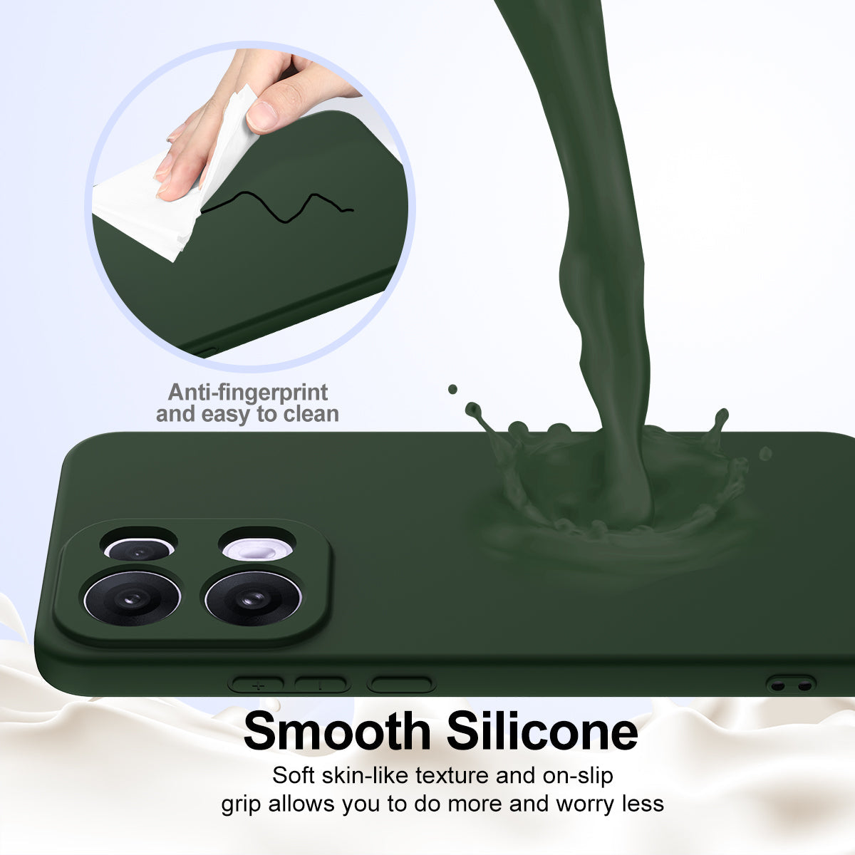 For Oppo Reno13 Pro 5G Case Compatible with MagSafe Anti-Drop Liquid Silicone Phone Cover - Dark Green