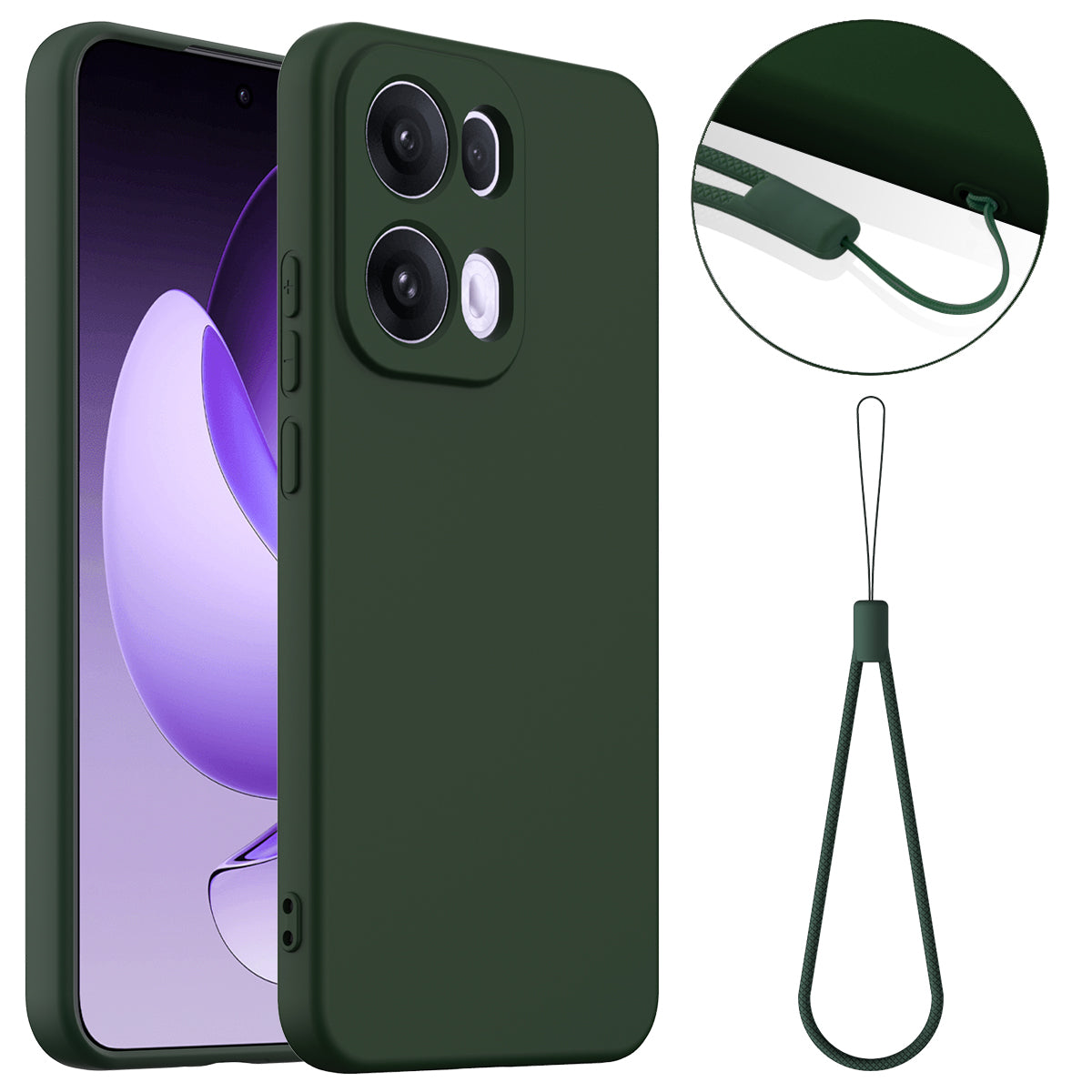 For Oppo Reno13 Pro 5G Case Compatible with MagSafe Anti-Drop Liquid Silicone Phone Cover - Dark Green