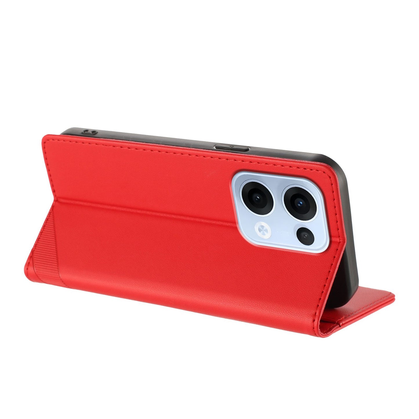For Oppo Reno13 5G (Global) Phone Cases Punk Style Imprinted Wallet Stand Leather Cover - Red