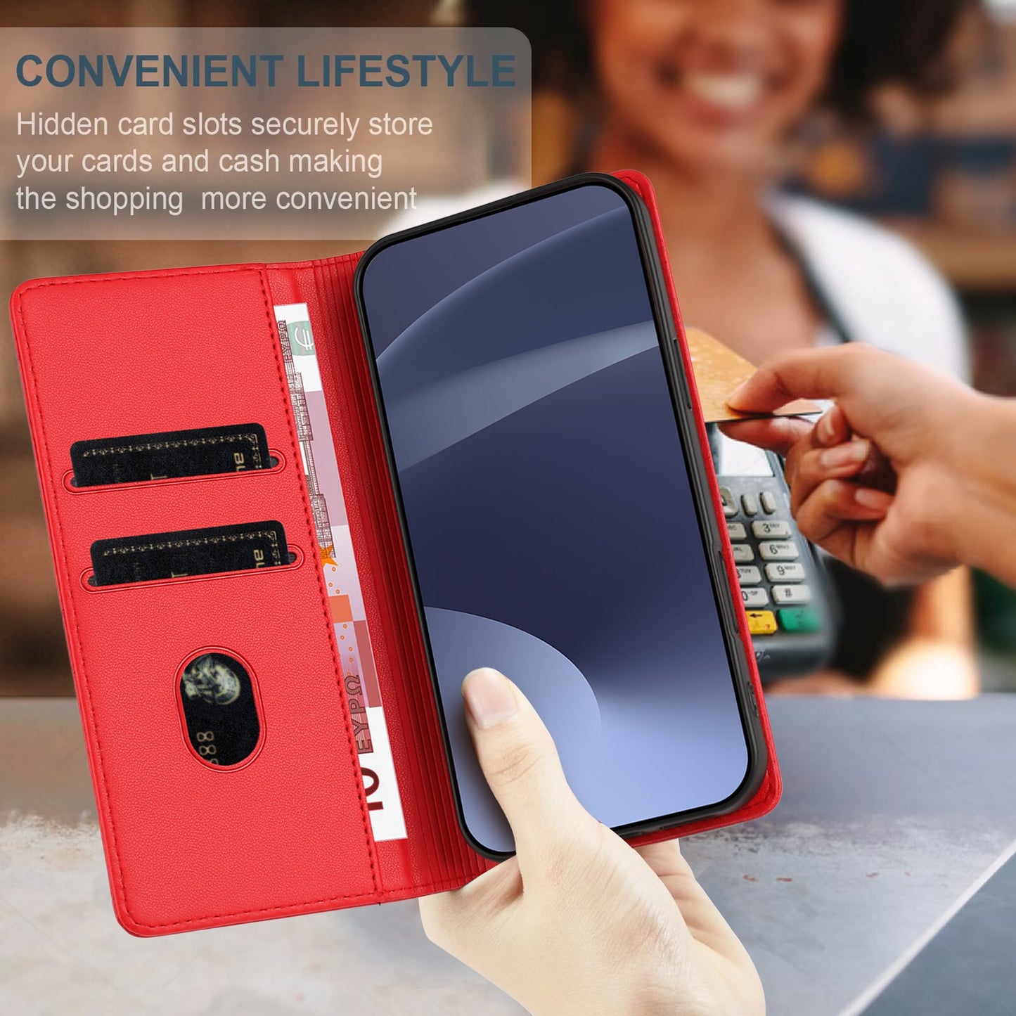 For Oppo Reno13 5G (Global) Phone Cases Punk Style Imprinted Wallet Stand Leather Cover - Red