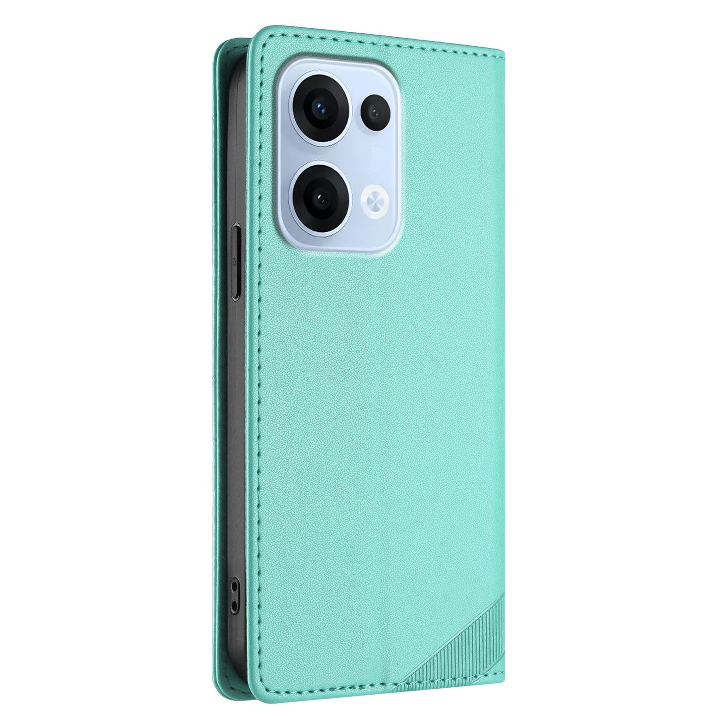 For Oppo Reno13 5G (Global) Phone Cases Punk Style Imprinted Wallet Stand Leather Cover - Mint Green