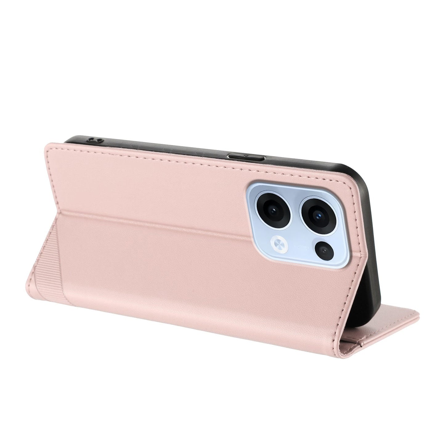 For Oppo Reno13 5G (Global) Phone Cases Punk Style Imprinted Wallet Stand Leather Cover - Pink