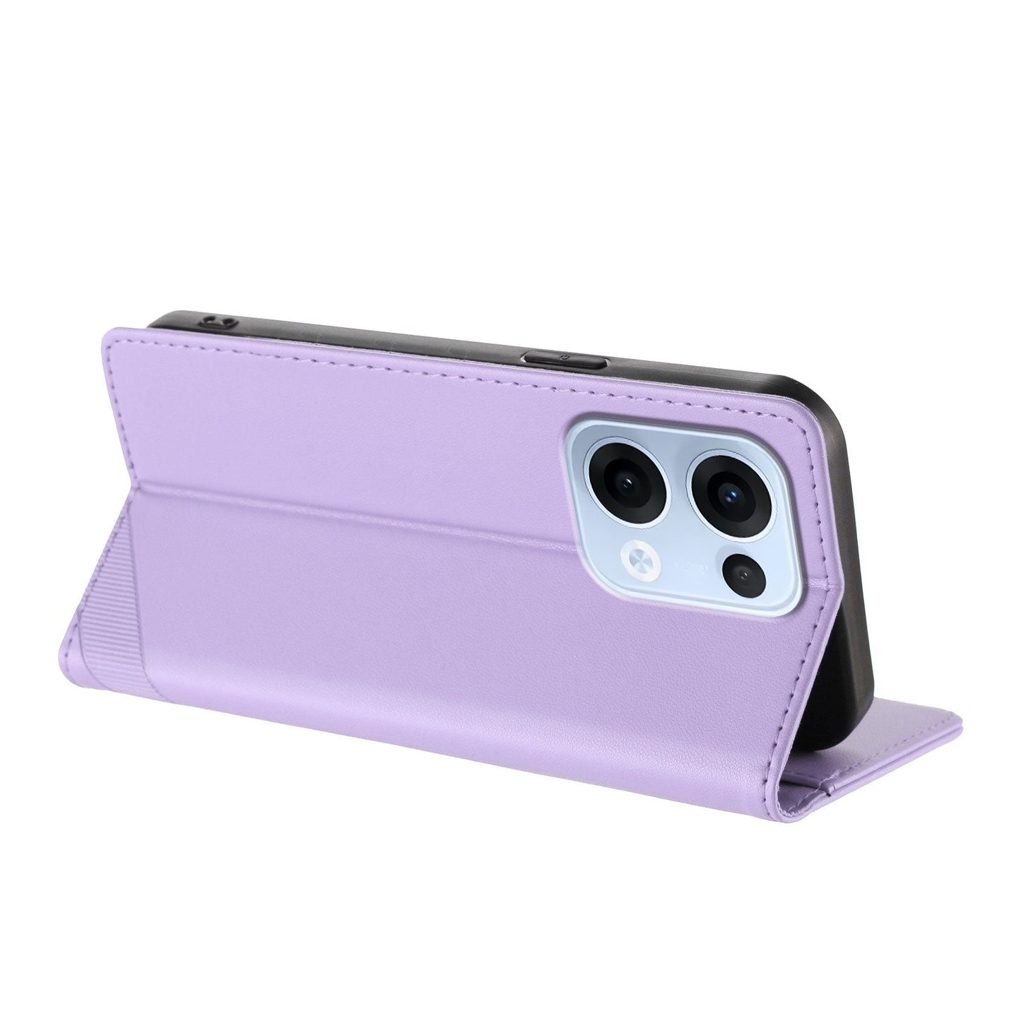 For Oppo Reno13 5G (Global) Phone Cases Punk Style Imprinted Wallet Stand Leather Cover - Light Purple