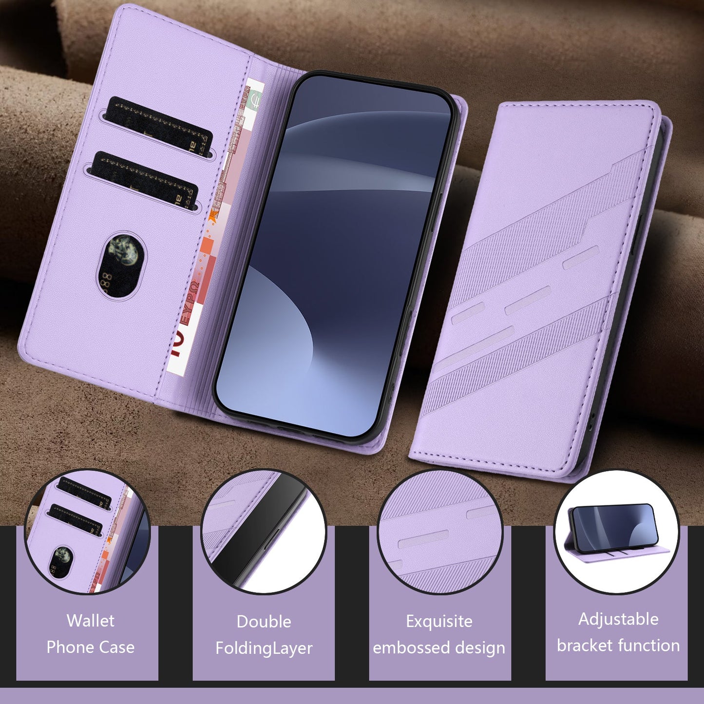 For Oppo Reno13 5G (Global) Phone Cases Punk Style Imprinted Wallet Stand Leather Cover - Light Purple