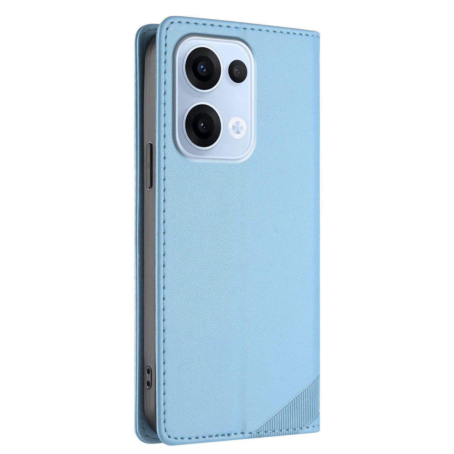 For Oppo Reno13 5G (Global) Phone Cases Punk Style Imprinted Wallet Stand Leather Cover - Baby Blue